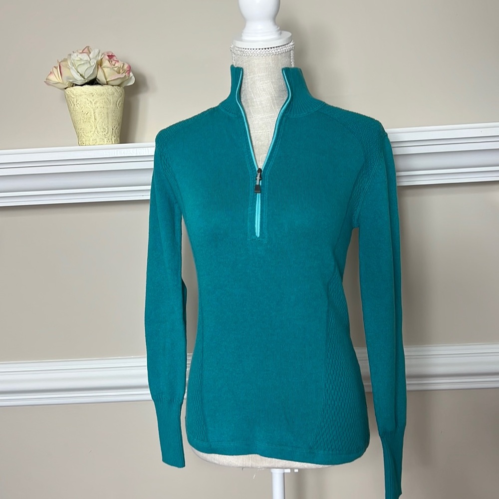 Eddie Bauer Half Zip Pullover Womens Small teal cool mint NWT